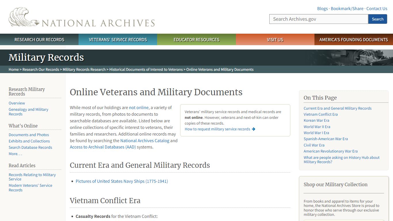 Online Veterans and Military Documents | National Archives